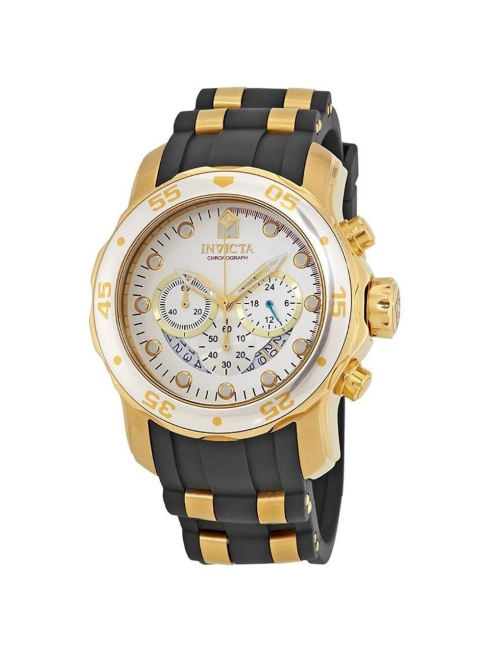 NWT Invicta Pro Diver Chronograph Silver Dial Black Polyurethane Men's Watch